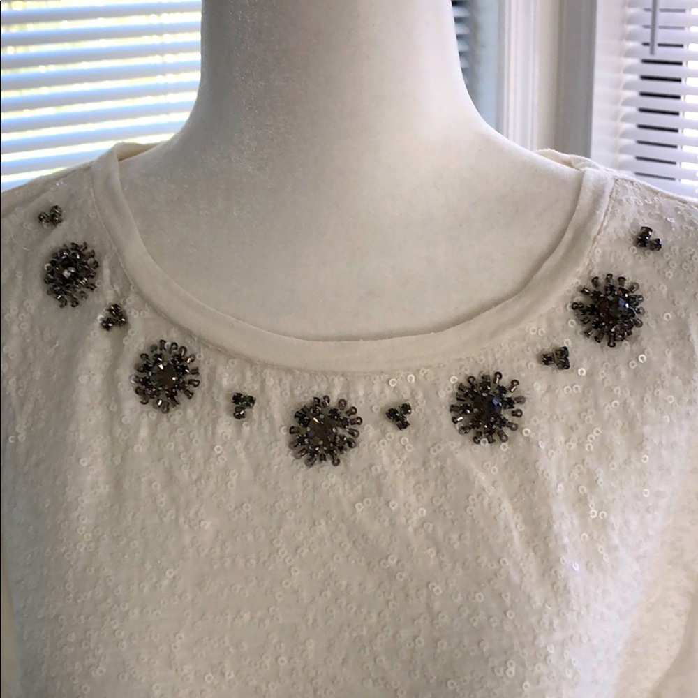 Bejeweled cream T-shirt Loft